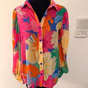 Colorful Floral Women's Button Down Shirt